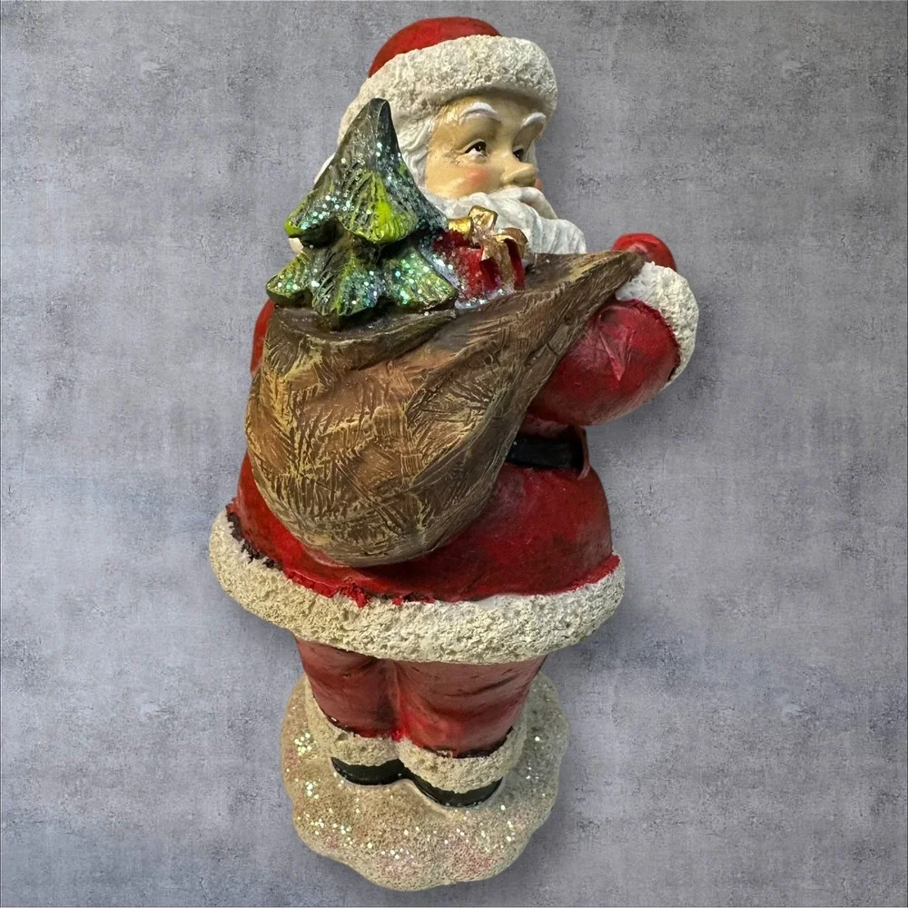 Transpac Small Jolly Santa Claus Figurine with‎ Gift Sack Christmas Decor - Picture 3 of 7